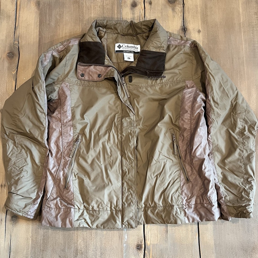 Columbia Puffer Jacket Womens Water Resistant Cozy Winter Brown Size XL